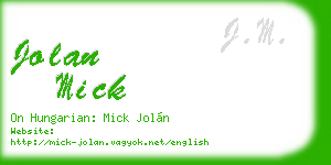 jolan mick business card